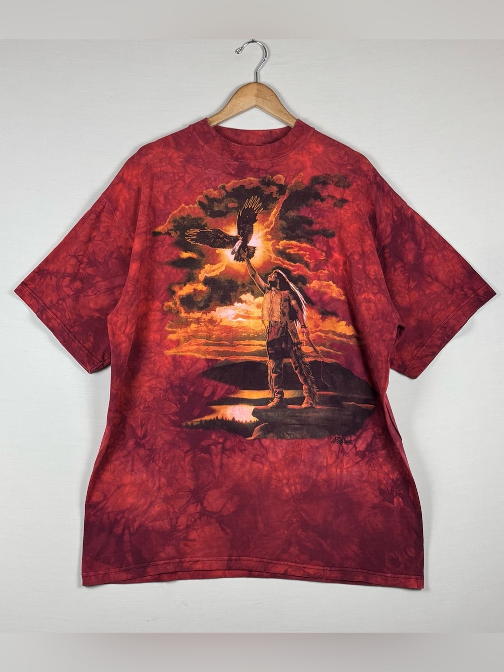 Vintage 1997 The Mountain XXL Native American Eagle Tie Dye Graphic T-Shirt